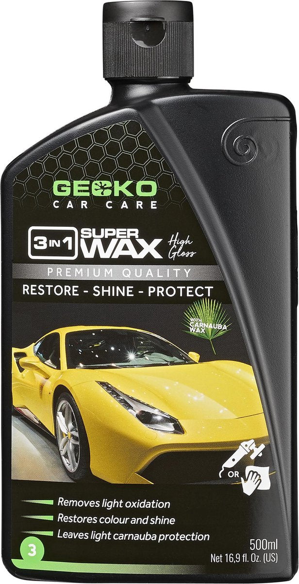 Gecko Autopflege Gecko-Politur 3 in 1 + Carnuba-Flasche 500 ml