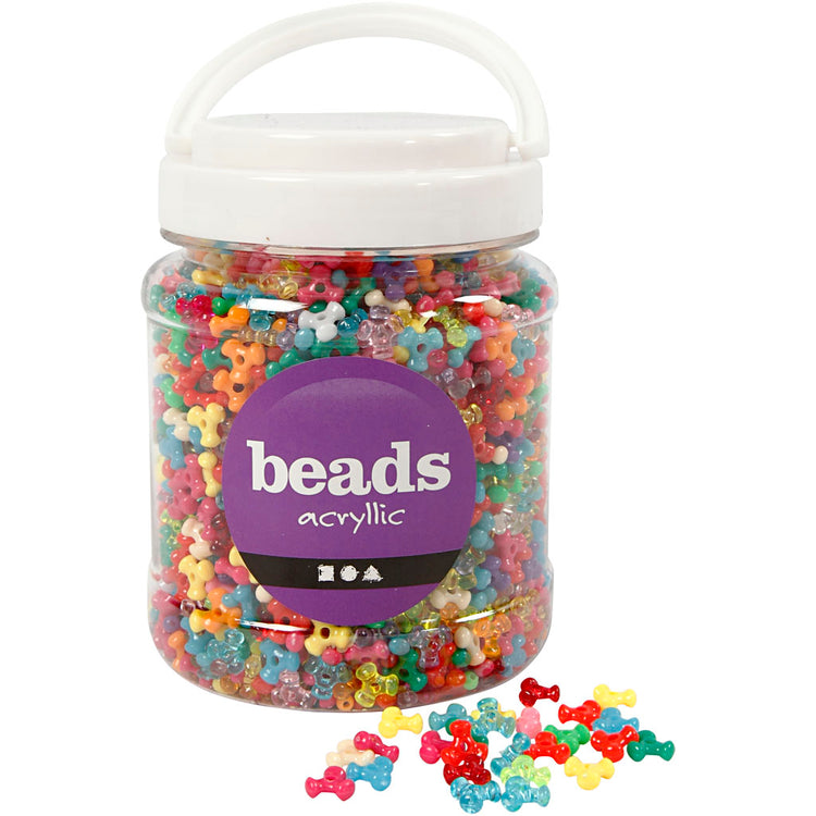 Creativ Company Tri-Perlen-Mix, D 10 mm, Lochgröße 2 mm, ca. 2800 Stück, verschiedene Farben, 385 g, 700 ml 1 Karton