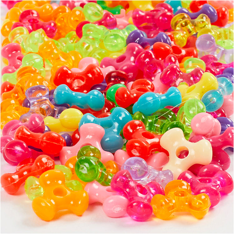 Creativ Company Tri-Perlen-Mix, D 10 mm, Lochgröße 2 mm, ca. 200 Stück, 65 g, 125 ml 1 Karton