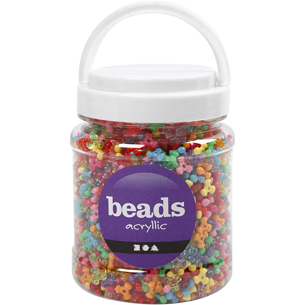 Creativ Company Tri-Perlen-Mix, D 10 mm, Lochgröße 2 mm, ca. 2800 Stück, verschiedene Farben, 385 g, 700 ml 1 Karton