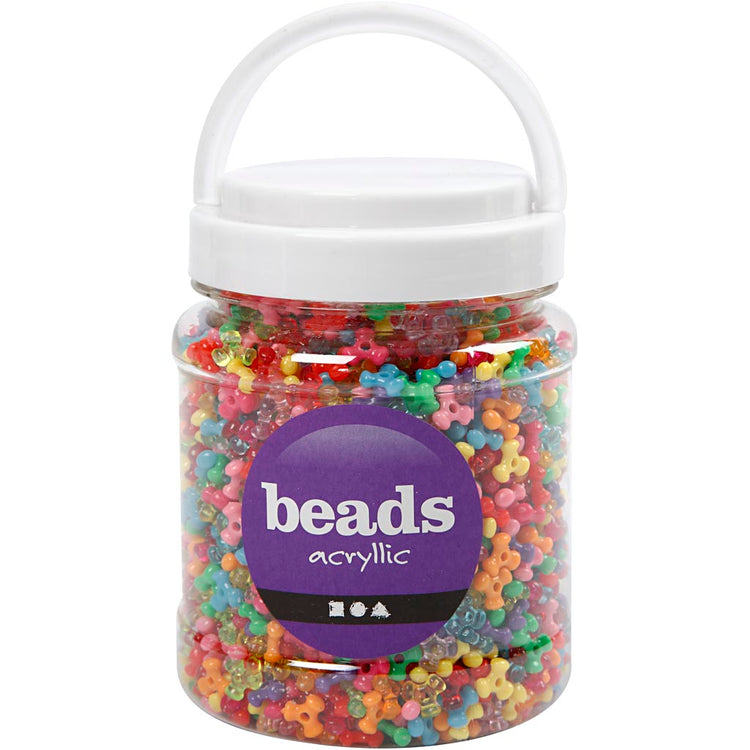 Creativ Company Tri-Perlen-Mix, D 10 mm, Lochgröße 2 mm, ca. 2800 Stück, verschiedene Farben, 385 g, 700 ml 1 Karton