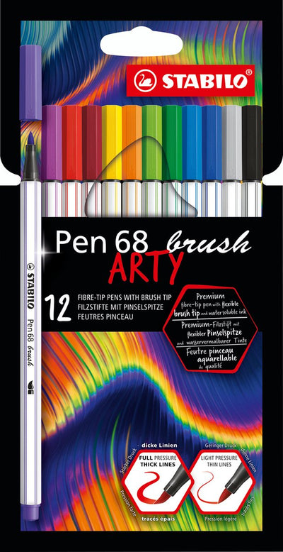 Stabilo Pen 68 Pinsel Arty Filz -Tip Stifte 12 Teile