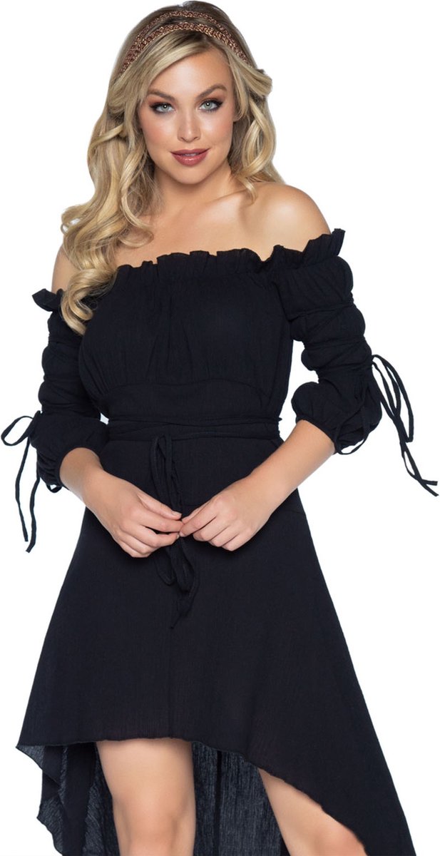 Leg Avenue Gaze-Bauernkleid mit hohem, niedrigem Schnitt