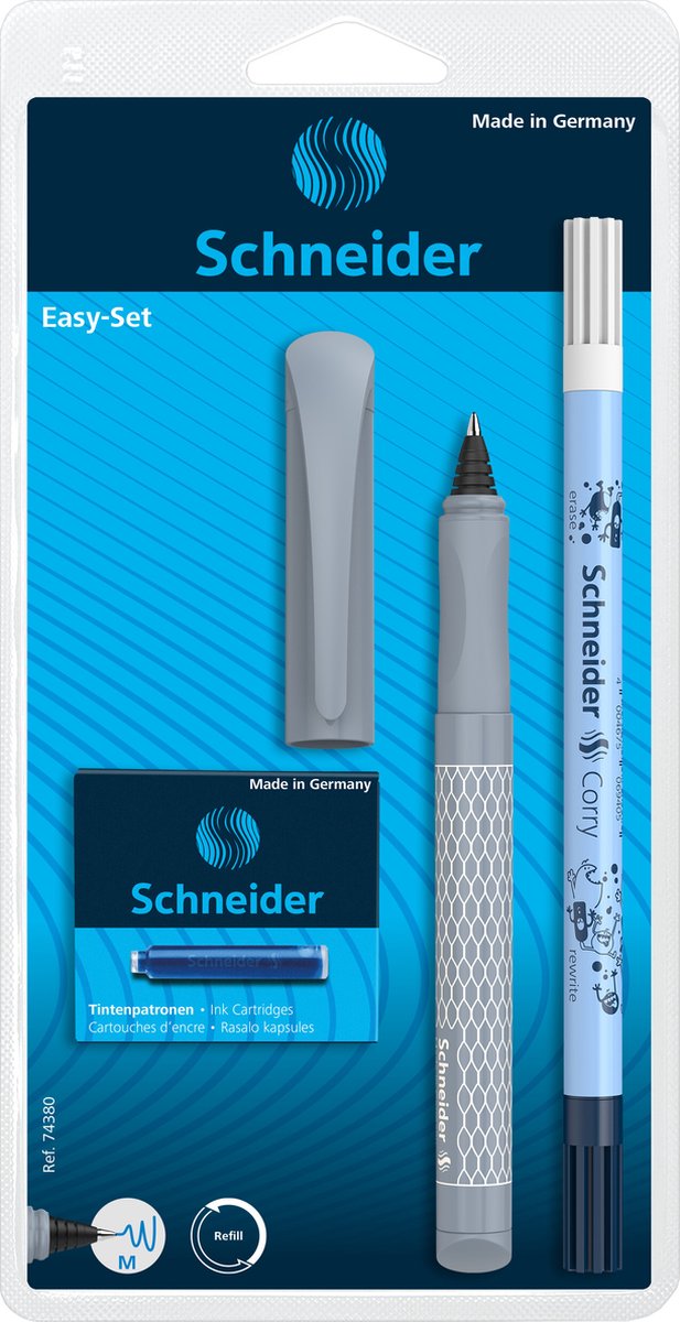 Schneider Schreibgeräte Schneider Rollerball – Easy Set – inklusive Tintenlöscher und Tintenpatronen – S-74380