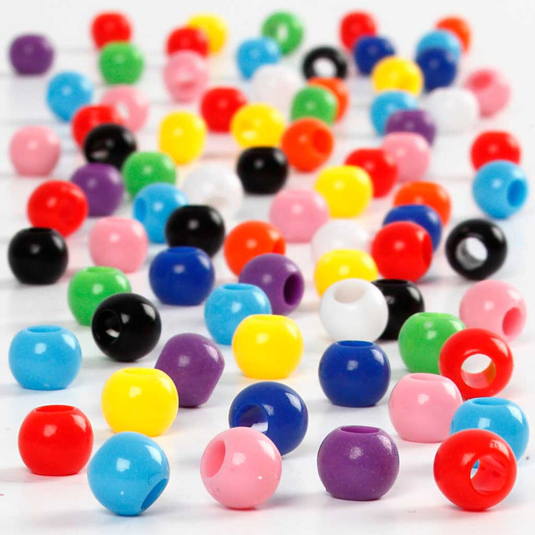 Creativ Company Ponyperlen, D 6 mm, Lochgröße 3 mm, ca. 600 Stück, 75 g, 125 ml 1 Karton