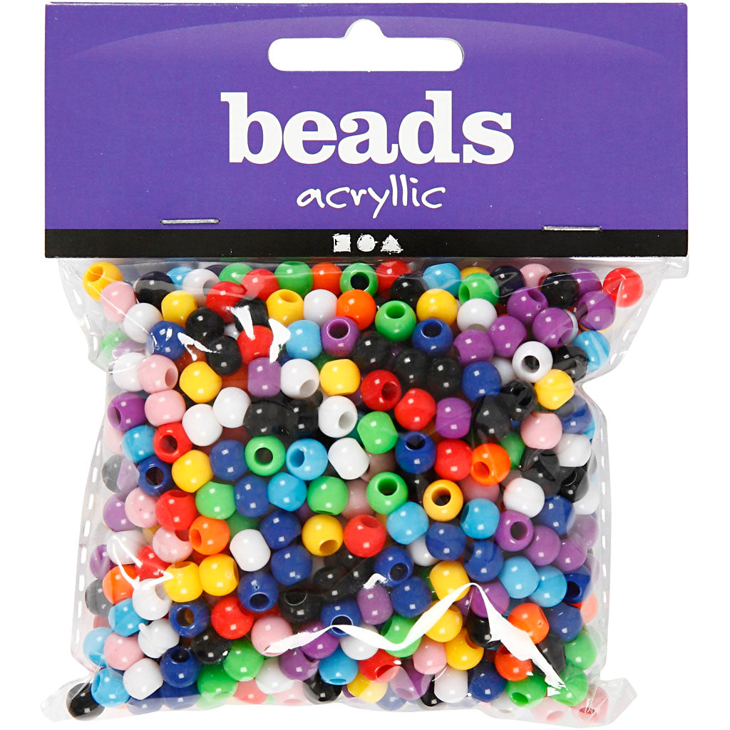 Creativ Company Ponyperlen, D 6 mm, Lochgröße 3 mm, ca. 600 Stück, 75 g, 125 ml 1 Karton