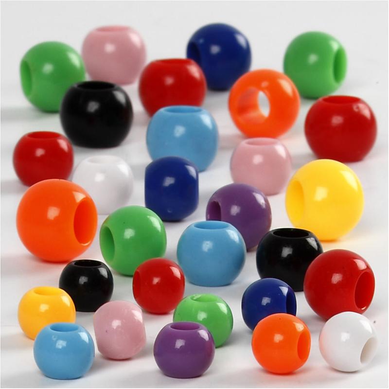 Creativ Company Ponyperlen, Größe 6-10 mm, Lochgröße 3-5 mm, ca. 444 Stück, 85 g, 150 ml 1 Box