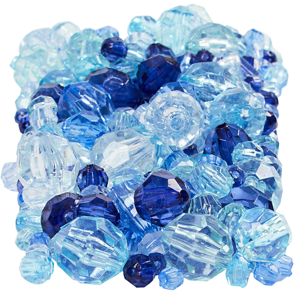 Facettenperlen der Kreativfirma, dumm 4-12 mm, Lochgröße 1-2,5 mm, ca. 860 Stück, Blue Harmony, 250 g 1 Box