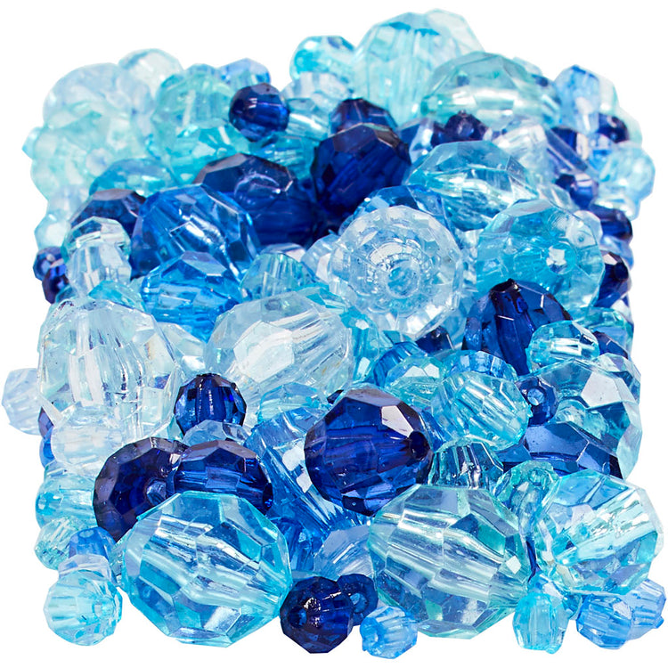 Facettenperlen der Kreativfirma, dumm 4-12 mm, Lochgröße 1-2,5 mm, ca. 860 Stück, Blue Harmony, 250 g 1 Box