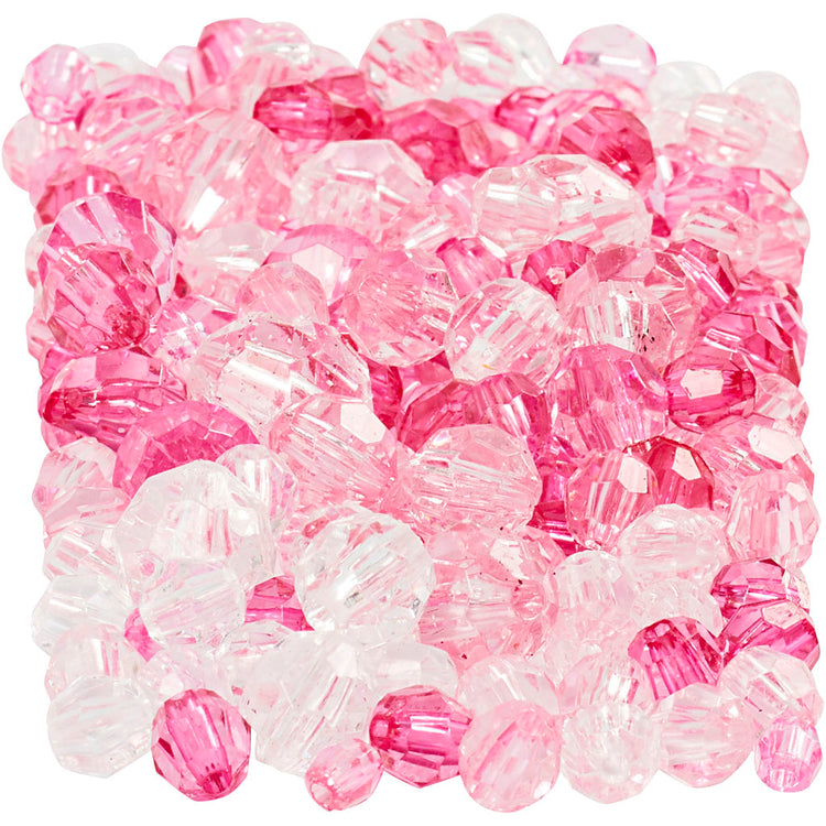 Creativ Company Facettenperlen, Größe 4-12 mm, Lochgröße 1-2,5 mm, ca. 860 Stück, rosa (081), 250 g 1 Box