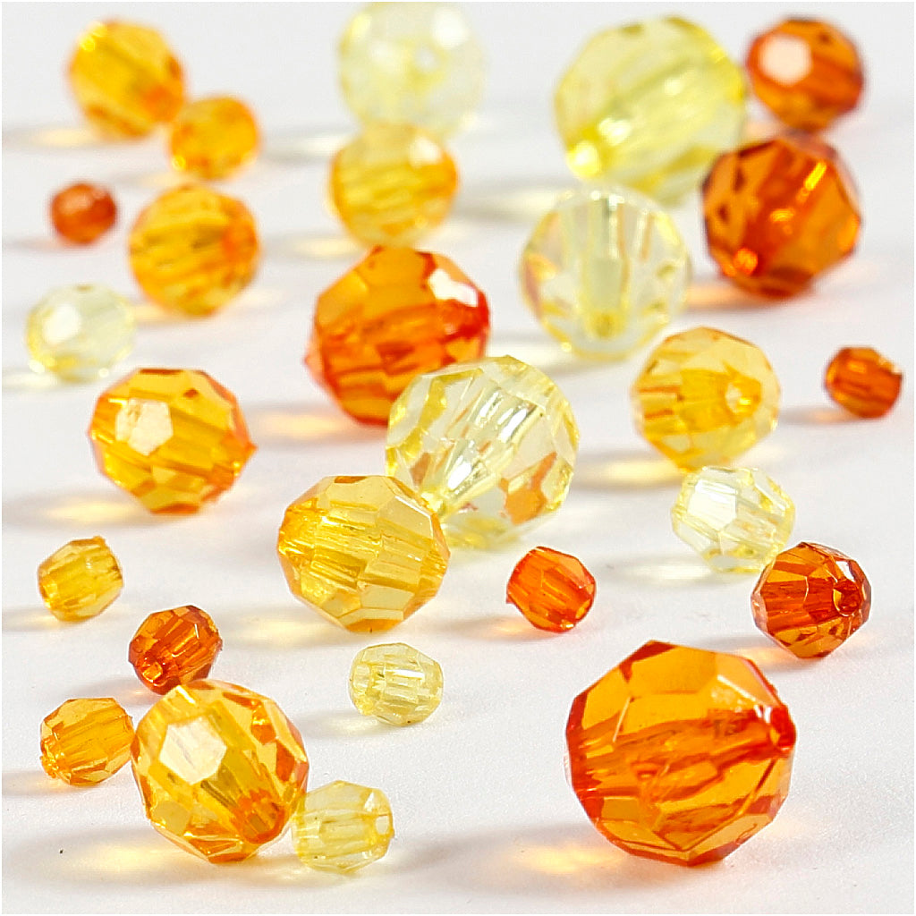 Facettenperlen der Kreativfirma, dumm 4-12 mm, Lochgröße 1-2,5 mm, ca. 860 Stück, Gelb (32227), 250 g 1 Box