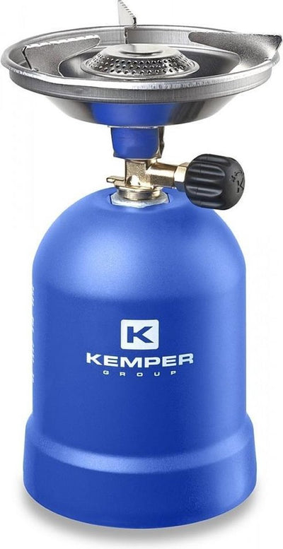 Kemper Gaskocher 1200 Watt – mit Windschutz – Blau