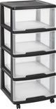 Curver Essentials Schubladensystem – 4x20 Liter – Schwarz – mit Rollen