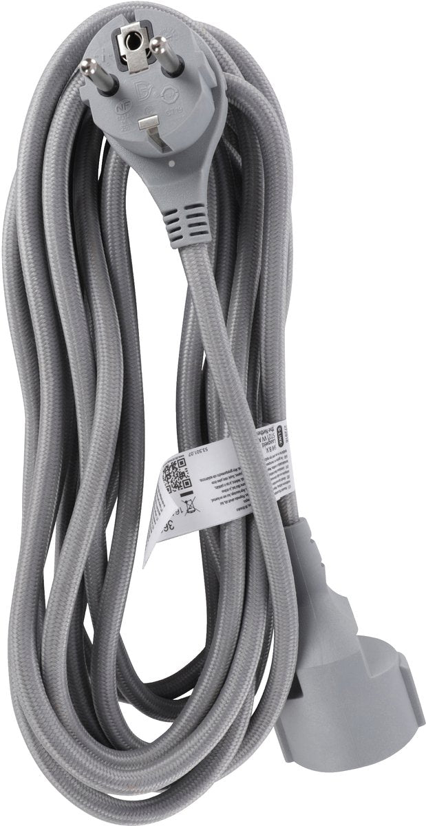 Q-Link-Verlängerungskabel - geerdet - flach - 3 x 1,5 mm² - 5 m - Textil - Silber
