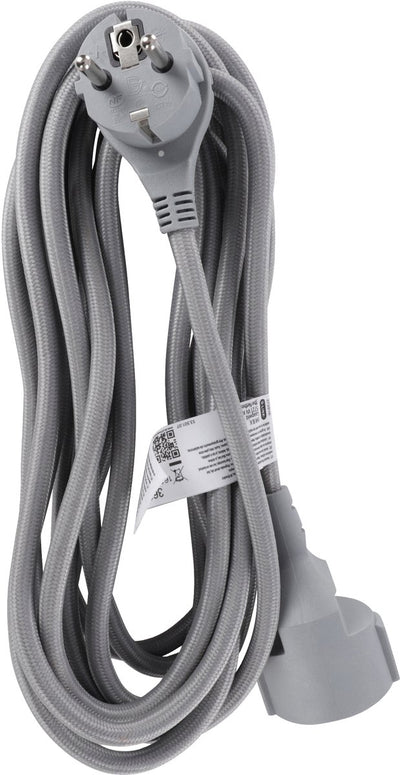 Q-Link-Verlängerungskabel - geerdet - flach - 3 x 1,5 mm² - 5 m - Textil - Silber