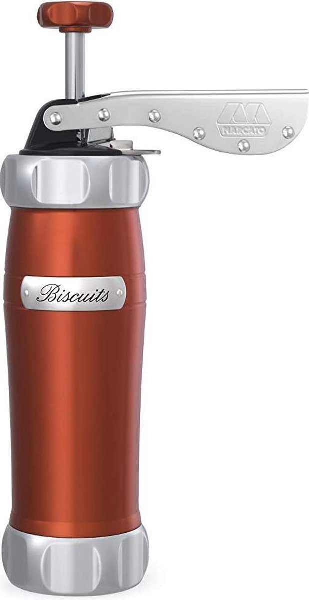 Marcato Atlas Deluxe Cookie Maker Kekspresse mit 20 Vorlagen Aluminium – Rot