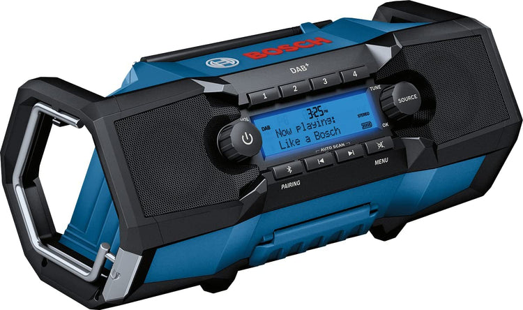 Bosch Blue GPB 18 V-2 SC Bauradio 18 V | (Empfang über DAB+, Bluetooth, UKW und AUX) | ohne Ladegerät - 06014a3100