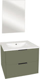 Differnz Bolo Badezimmermöbel-Set 61 x 50 x 46 cm, FSC-MFC-Platte, weiße Keramik, grün matt