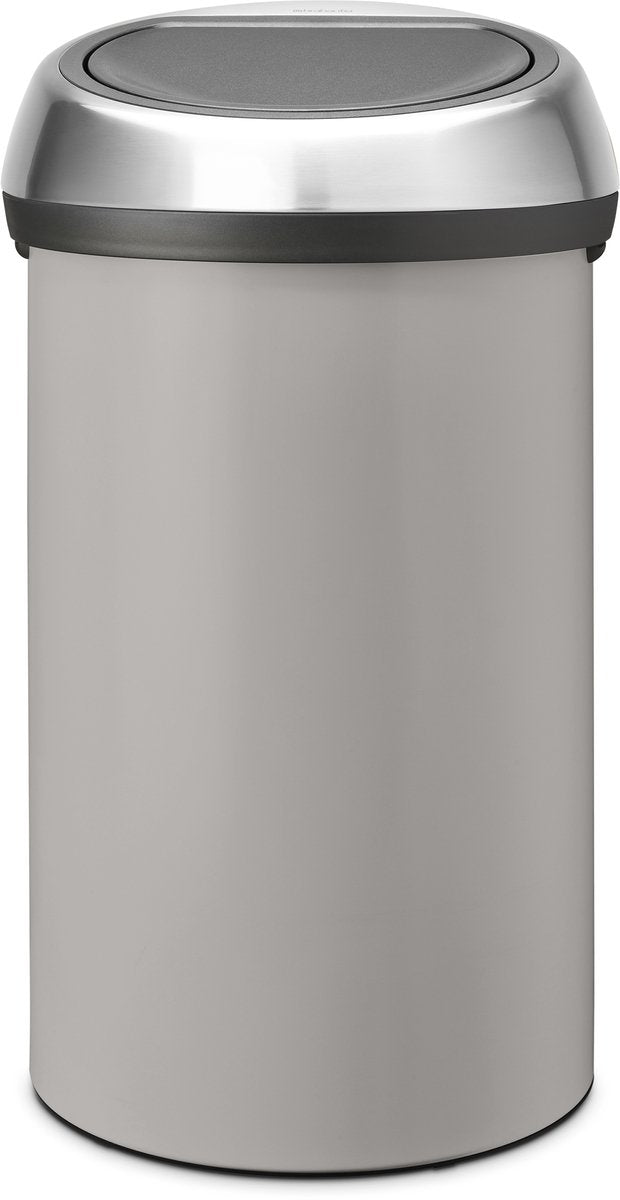 Brabantia Touch Bin Abfallbehälter – 60 Liter – Deckel aus weichem, grauem, mattem Stahl
