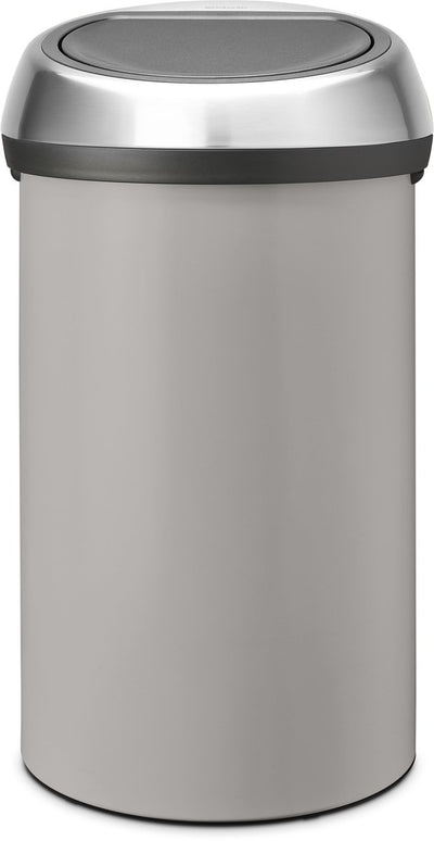 Brabantia Touch Bin Abfallbehälter – 60 Liter – Deckel aus weichem, grauem, mattem Stahl