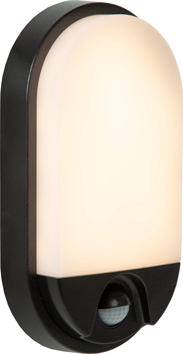 Lucide Hups IR – Wandleuchte für Innen- und Außenbereich – LED – 1 x 10 W, 3000 K – IP54 – Bewegungs-Tag-Nacht-Sensor – Schwarz