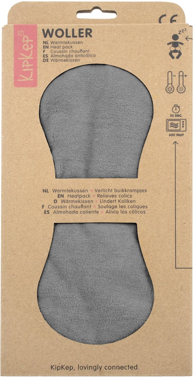 Kipkep Woller Heizkissen – kieselgrau – Sitzsack – gegen Magenkrämpfe – Wärmflasche – Unruhe – schreiendes Baby – grau