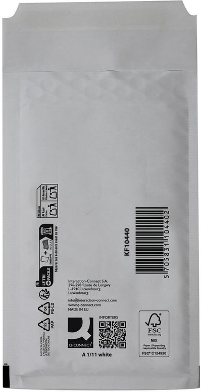 Q-connect Luftpolstertaschen, weiß, 1-a, 120 x 175 mm, Karton à 200 Stück