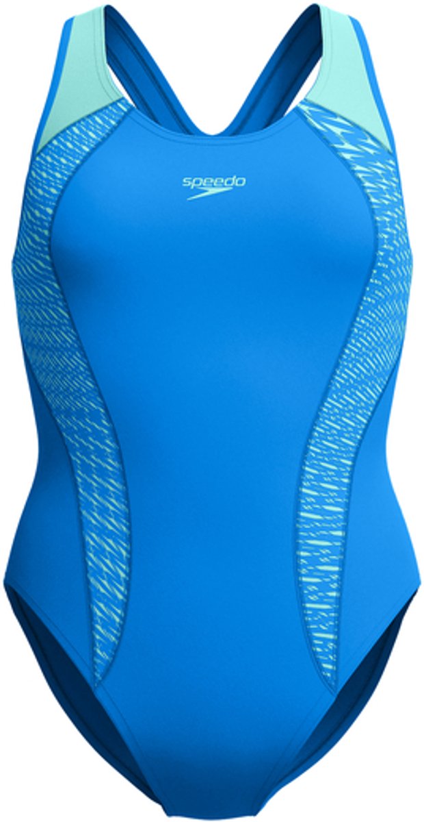 Speedo Placement Laneback Damen-Sportbadeanzug – Schwarz Grün