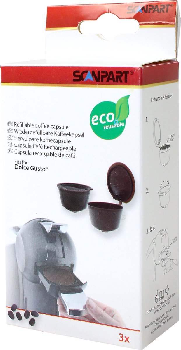 Scanpart nachfüllbarer Kaffeebecherhalter – für gemahlenen Kaffee – passend für Dolce-Gusto-Maschinen – Alternative – 3 Stück