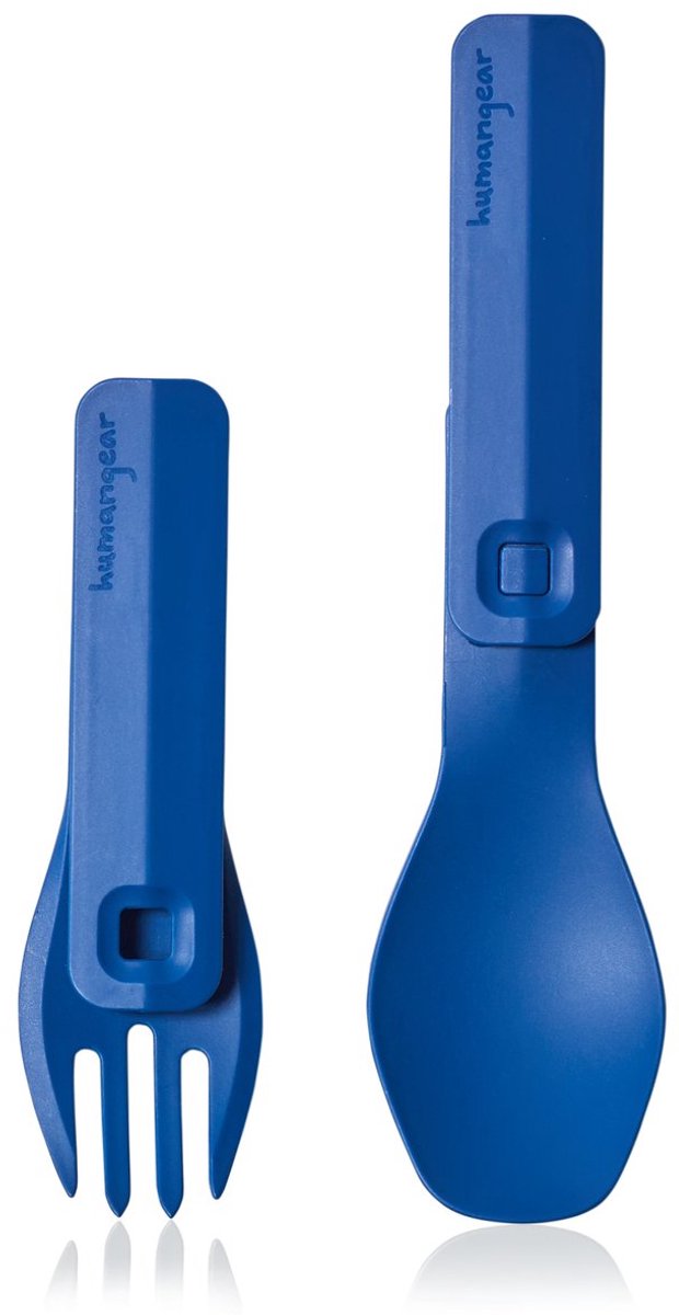 Human Gear – Gobites Duo Click – wiederverwendbar – leicht – Besteck – blau – Campingbesteck