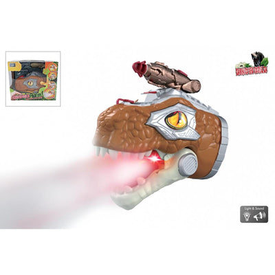 Dinoworld Dinosaurus Handpuppe mit Dampflicht und Klang, 17 cm