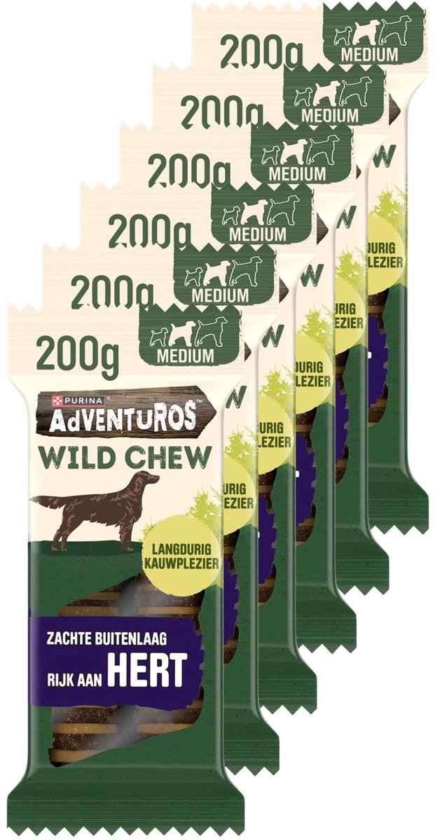 Adventuros Wild-Kaumittel mittel – Hundesnacks – Hirsch – 6 x 200 g