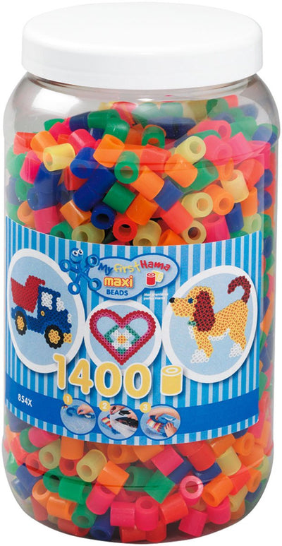 Hama Iron Perlen Maxi in Pot Neonmix (051), 1400st.