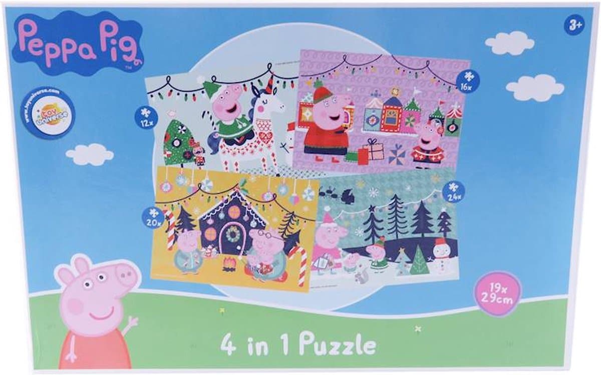 Kinderrätsel - Peppa Pig Weihnachten - Puzzle - 4 in 1 Puzzle