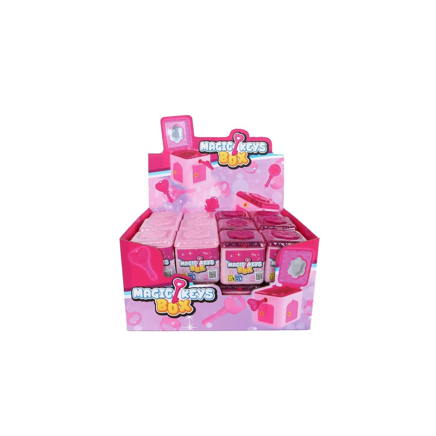 Überraschungsbox rosa 5 Schlüssel - 5x5x5cm