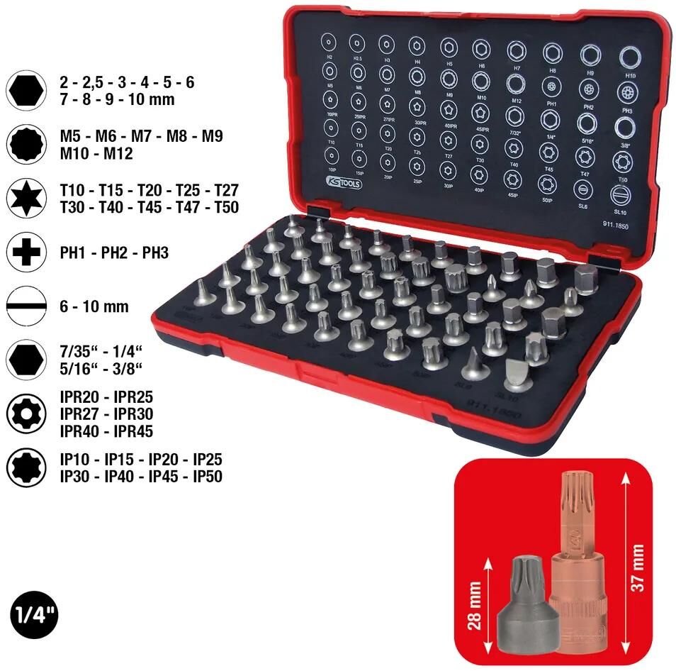 KS Tools Bits Socket Set 1 4 kurze 50pcs.