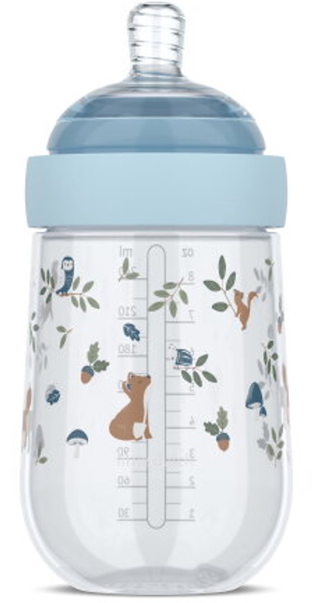 Mepal Mio Babyflasche Little Dutch – 240 ml – Anti-Kolik – Spiraldesign verhindert Verstopfen – medizinisches Silikon – Waldfreunde