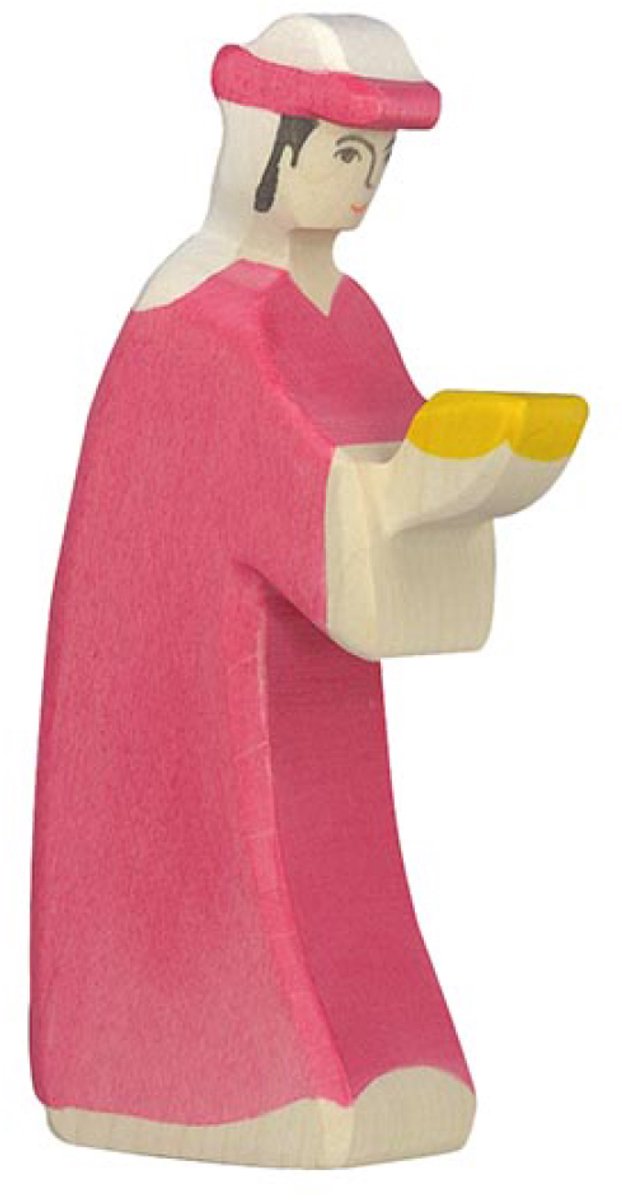 Holztiger Weihnachten - Caspar Pink - 7x3x14cm - Holzfigur - handgefertigt