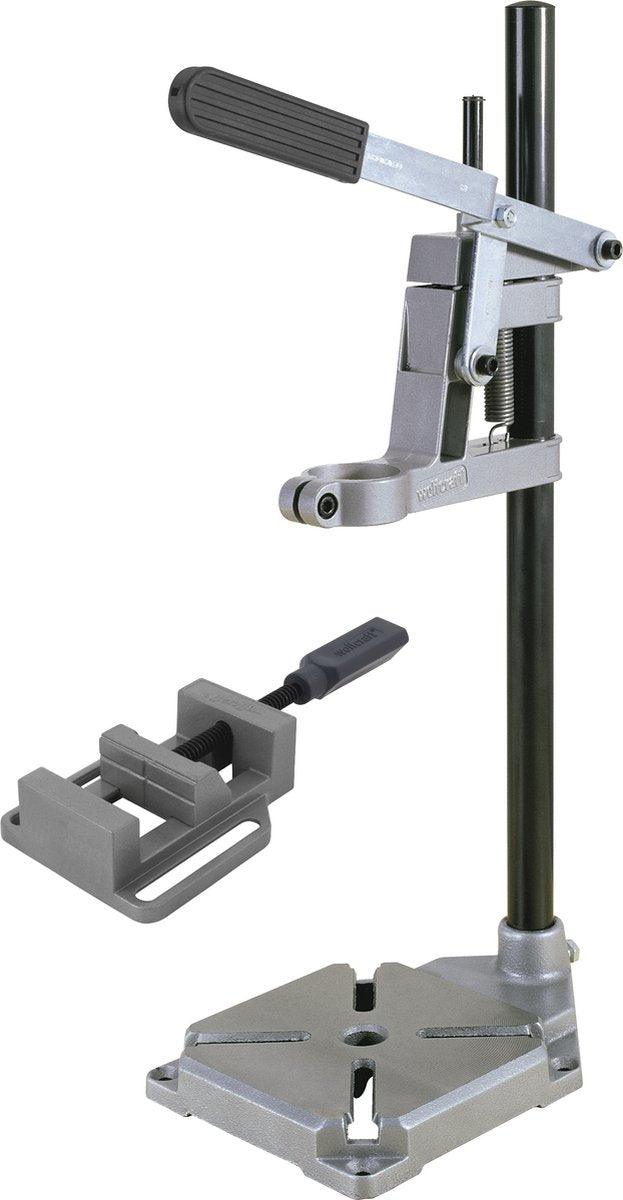 Wolfcraft - Bohrständer mit Schraubstock für Bohrmaschine - Tischbohrmaschine - Säulenbohrmaschine - Maschinenklemme - 3406301
