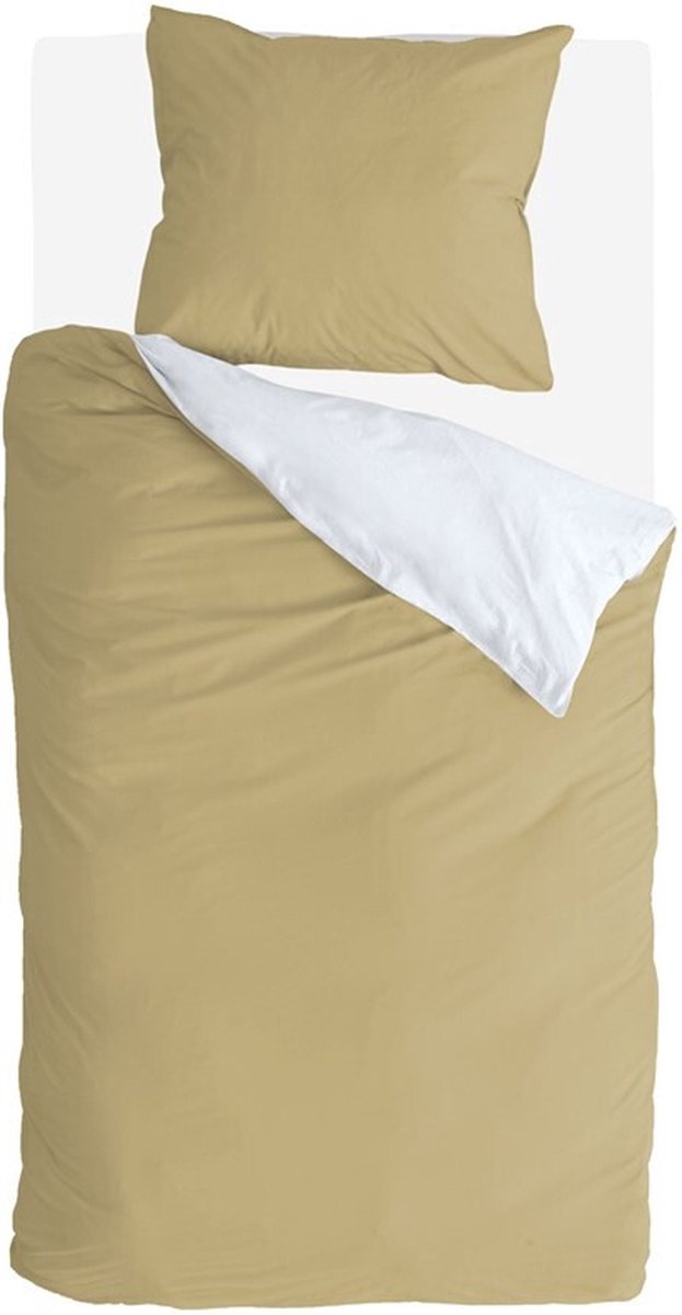 Byrklund Bettbezug seitlich – 140 x 220 – 100 % Baumwolle – ockergelb weiß