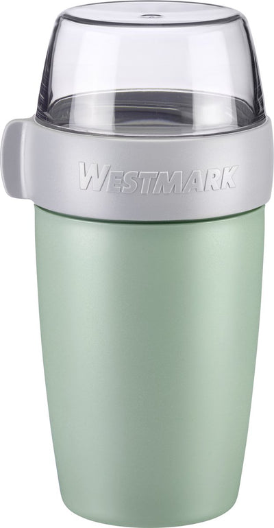 Westmark Müslibecher Lunchpot, mit 2 auslaufsicheren Fächern: 200 ml + 500 ml, Kunststoff, natur BPA-frei, mintgrün grau klar, 5285226m