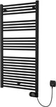 Plieger Elba Elektro-Handtuchheizkörper – Handtuchwärmer – mit Uhrenthermostat – 126,2 cm x 50 cm – 500 Watt – mattschwarz