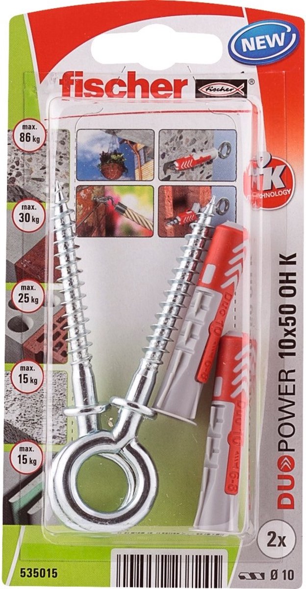 Fischer duopower - Universaldübel - 10x50 mm - inklusive Ösenhaken