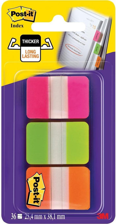 Post-it® Register Strong, Pink, Grün, Orange, 25,4 x 38 mm, 12 Tabs Farbspender