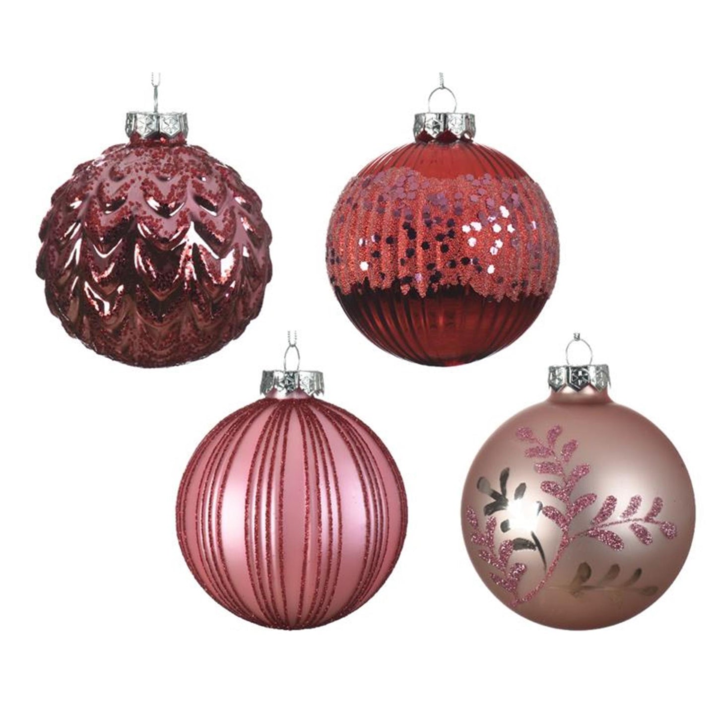 Decoris Weihnachtskugeln Mix Glas ds a 12 Stück rosa