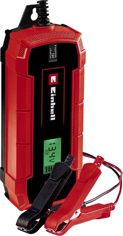 Einhell Batterieladegerät CE-BC 5 m lifepo4 - Ladespannung: 12 V - max. Ladestrom: 5 A - Akkus ab min. 2 bis max. 120 Ah - Erhaltungsladefunktion - geeignet für Gel-, AGM-, wartungsfreie Blei-Säure-Batterien