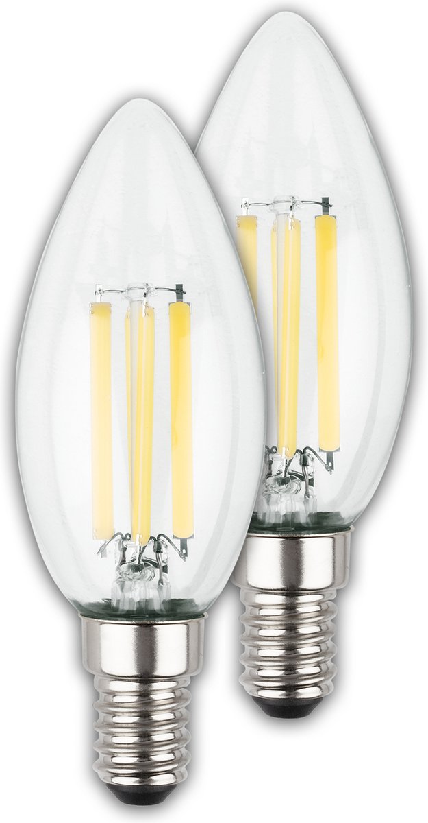 Briloner – ultraeffiziente LED-Lampe – Set mit 2 Lichtquellen – E14 – Filamentbeleuchtung – Kerze – 2,5 W – 525 lm – 2.700 K warmweißes Licht – ø3,5 cm