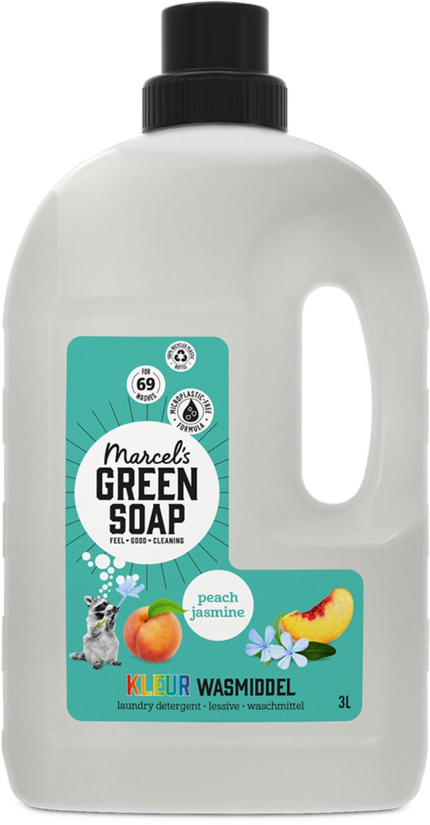 Marcel's grüne Seife, Farbwaschmittel – Großpackung – Pfirsich-Jasmin – 3 l – 69 Wäschen