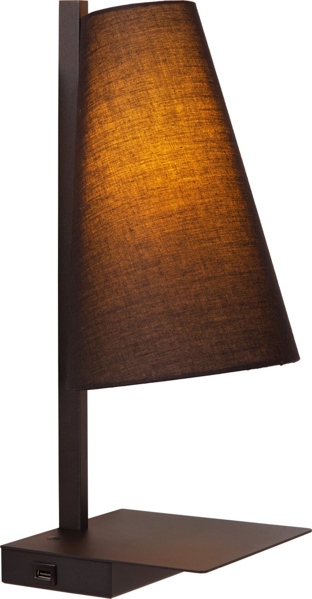 Lucide Gregory – Nachttischlampe Wandleuchte – 1xE27 – mit USB-Ladepunkt – Schwarz