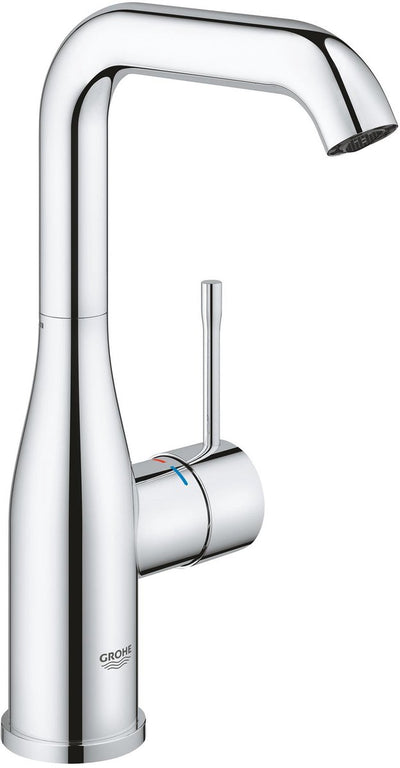 Grohe Essence Waschtischarmatur – hoher schwenkbarer Auslauf – mit Klick-Ablaufgarnitur (Push Open) – wassersparend